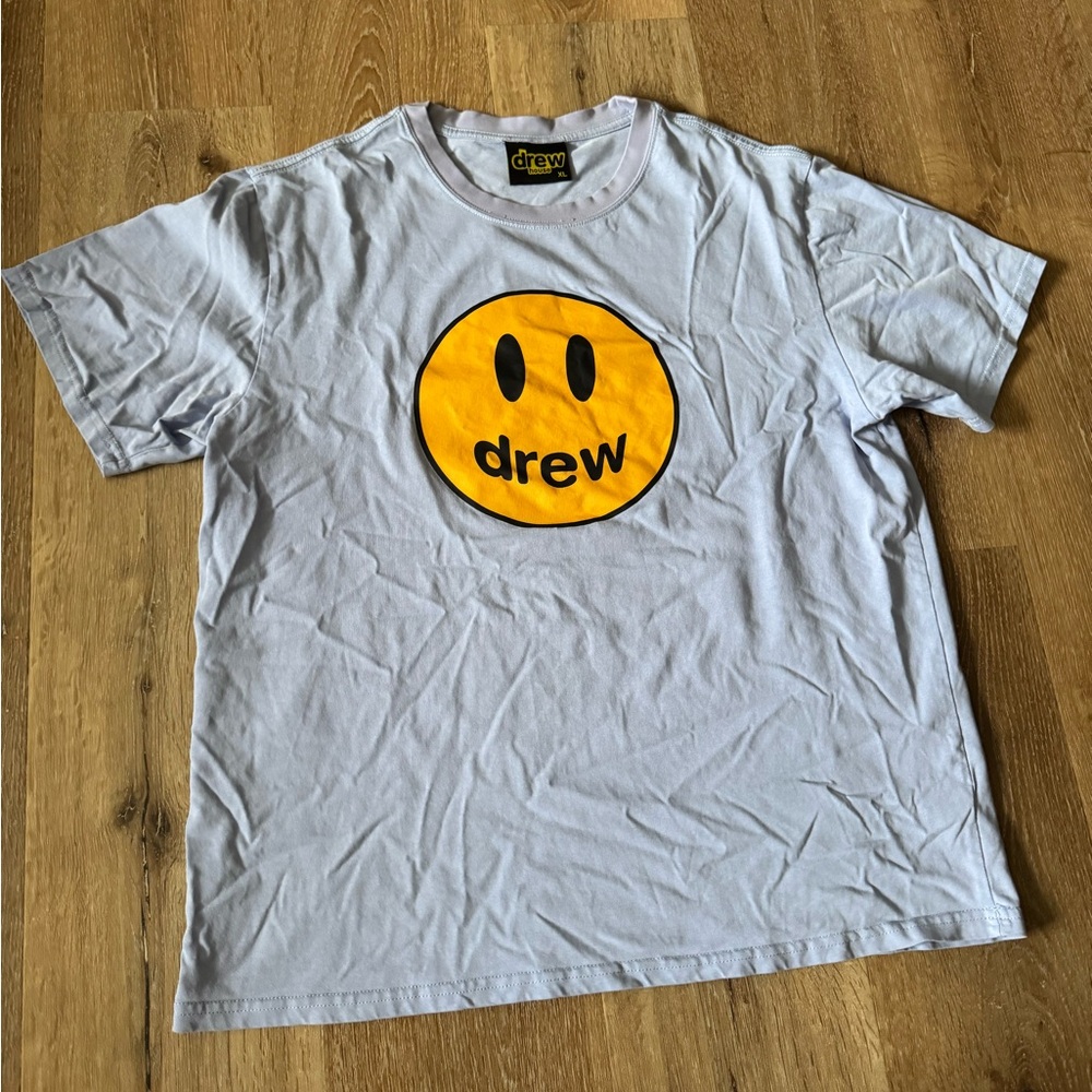 Drew House Blue Tee with Yellow Smiley Logo Size XL